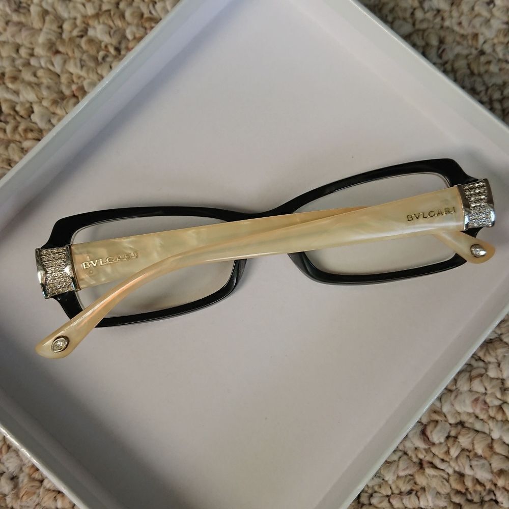 BVLGARI BLACK On yellow MARBLE EYEGLASSES 52-16-135mm - FRAME ONLY